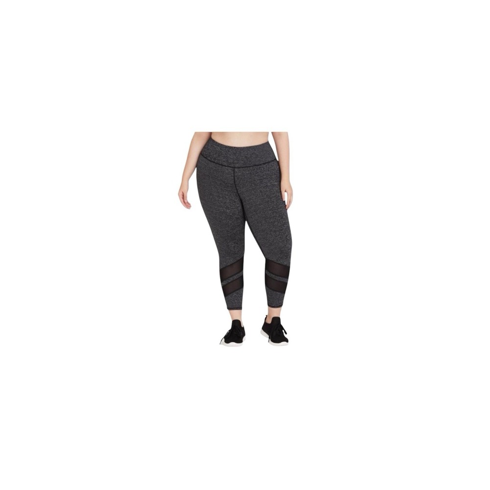 Torrid Active Heathered Grey Stripe Diagonal Mesh Cropped Leggings Size 0 Large